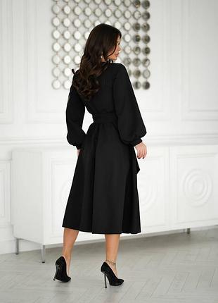 Сукня міді з вишитими журавлями, українська сукня вишиванка на запах, етно плаття, 7542