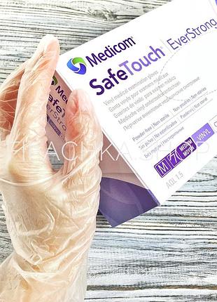 Перчатки виниловые неопудренные medicom safetouch clear "m" прозрачные 100 шт (50 пар)