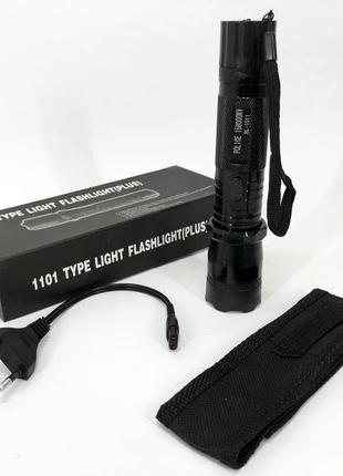 Светодиодный фонарик с отпугивателем police bl-1101 зу 220в