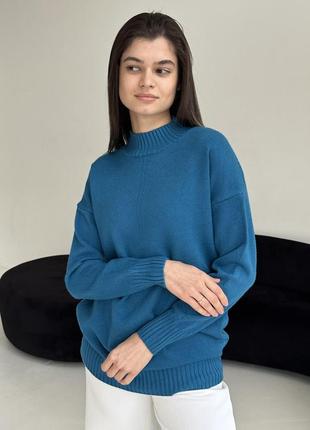 Вязаний светр оверсайз вільного крою теплий светр з широким коміром