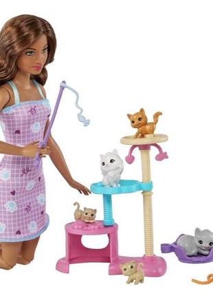 Лялька барбі з кошенятами barbie kitty condo doll and pets