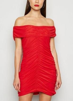 Платье мини/сетка с открытыми плечами/коктейльная