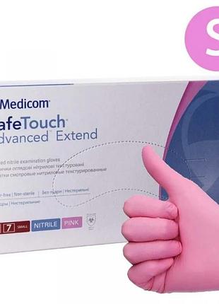 Перчатки нитриловые неопудренные medicom pink "s" розовые