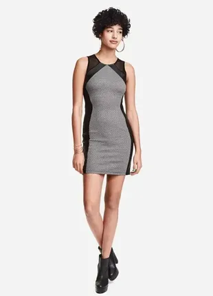 Коротка сіра сукня з вставкми штучної шкіри від h&m 🔥розпродаж🔥