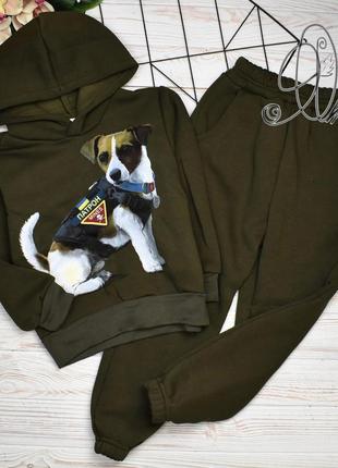 Костюм теплий "пес патрон" хакі тринитка, світиться в темряві