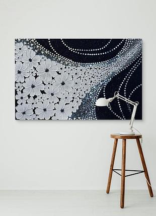 Картина текстурою і акрилом 70*110 "космічний танок"