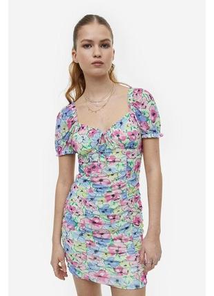 Платье сетка мини с цветочным принтом от h&m