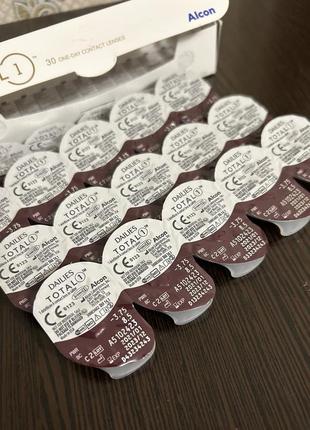 Контактні лінзи dailies total 1, -3,75, одноденні, линзы 20 шт