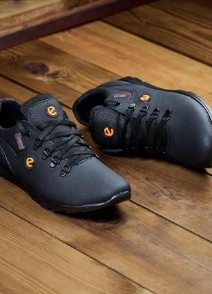 Кроссовки мужские черные весна/осень демисезонные, повседневные кожаные кроссовки из...