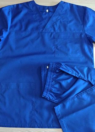 Мужской медицинский костюм синий  электрик 46-56 р  с коттона