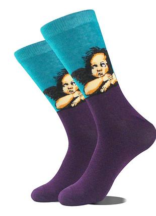 Носки с принтом демисезонные 36-39 анелочек фиолет-голубые