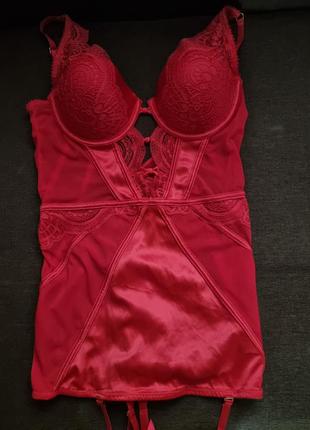 Шикарний червоний корсет 75в push up