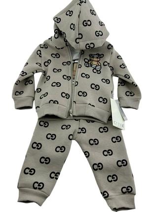 Костюм 6, 9, 12, 18 месяцев турция трикотажный для новорожденного мальчика серый (кднм2484)