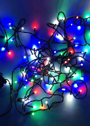 Гирлянда светодиодная диоды разноцветные, провод qb-531 черный, 7м