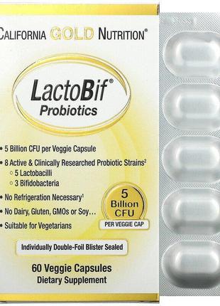 Пробиотик california gold nutrition lactobif probiotics 5 billion cfu 60 капсул(6725538)