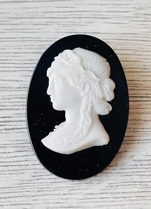 Брошь, камея, винтаж, целуллоид