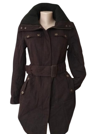 Коричневе пальто жіноче довге zara зара фірмове курточка вовняна кашемір осіннє весняне тепле з поясом шерстяне шерсть2 фото