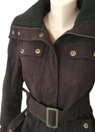 Коричневе пальто жіноче довге zara зара фірмове курточка вовняна кашемір осіннє весняне тепле з поясом шерстяне шерсть7 фото