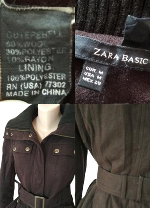 Коричневе пальто жіноче довге zara зара фірмове курточка вовняна кашемір осіннє весняне тепле з поясом шерстяне шерсть8 фото