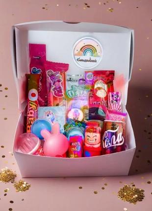 Цукерки для подарунка дівчинці, подарунок на день народження, набір рожевих солодощів для дитячої вечірки