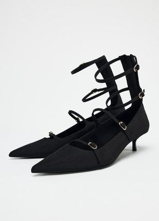 Туфли на каблуке «китен хилл» с ремешками zara