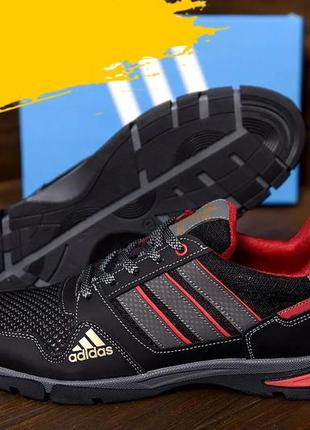 Літні чоловічі кросівки сітка adidas/адідас чорні спортивні на літо *с 901 ч*