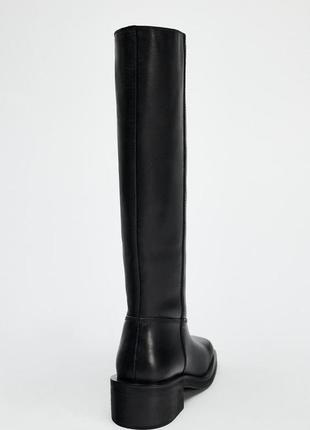 Шкіряні чоботи з квадратним носком zara
