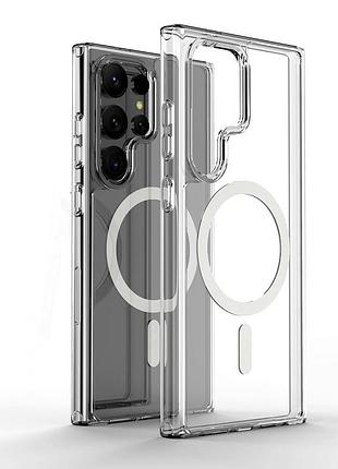 Противоударный чехол для samsung galaxy s24 ultra прозрачный magsafe