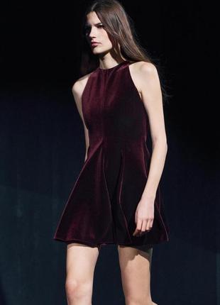 Бордова оксамитова сукня zara new