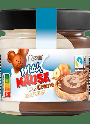 Шоколадный крем choceur milch mause duo creme haselnuss 200g