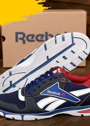 Осенние мужские кожаные кроссовки reebok (рибок) черные удобные из натуральной кожи весна осень *r-01 черн а*