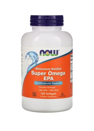 Рыбий жир, супер омега, omega epa, now foods, 120 гелиевых капсул