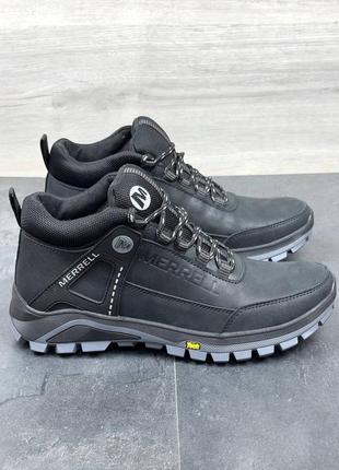 Ботинки merrell черные мужские кожаные зимние
