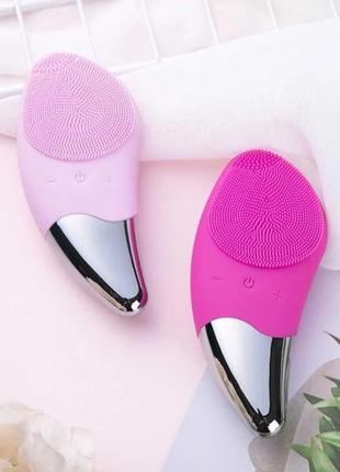 Электрическая силиконовая щетка sonic facial brush вибро - щеточка массажер для очищения кожи лица и тела