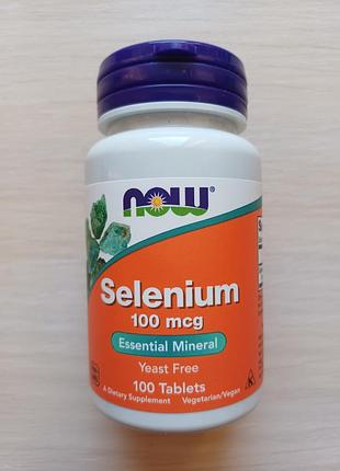 Селен, 100 мкг, 100 таблеток,  now foods iherb usa, для щитовидки