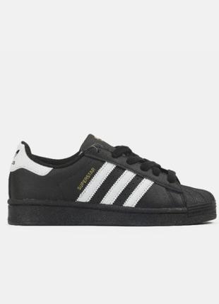 Кроссовки adidas superstar black white gold