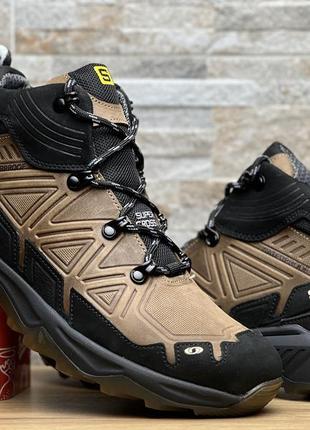 Спортивные кожаные ботинки, кроссовки термо salomon ranger gore-tex coyote