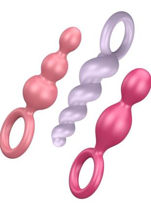 Набор анальных игрушек satisfyer plugs colored (set of 3) - booty call (мятая упаковка!!!)