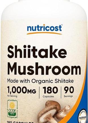 Гриб шиїтаке nutricost  shiitake mushroom 1000 mg, 180 капсул