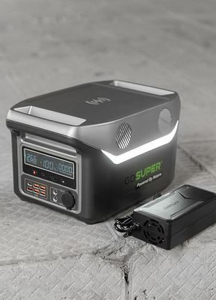 Портативна електростанція gd super 1200 w lifepo4, потужність 2000 вт.