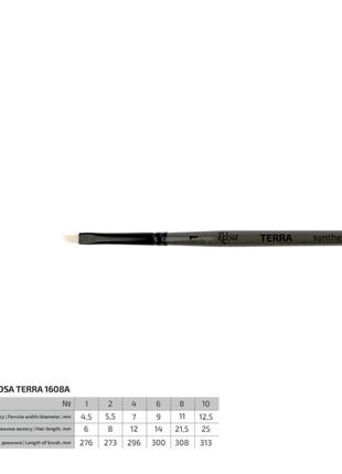 Кисть синтетика угловая rosa terra 1608a №1 длинная ручка