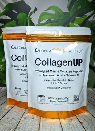 Морской коллаген с гиалуроновой кислотой и витамином c, california gold nutrition