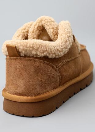 Угги женские замшевые ботинки низкий мех рыжие коричневые 591122