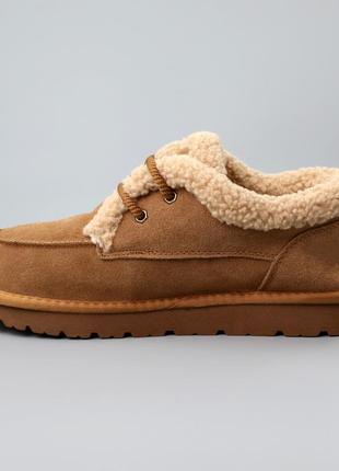 Угги женские замшевые ботинки низкий мех рыжие коричневые 591122