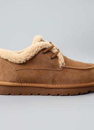 Угги женские замшевые ботинки низкий мех рыжие коричневые 591122