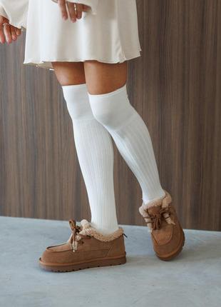 Угги женские замшевые ботинки низкий мех рыжие коричневые 591122