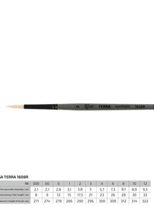Кисть синтетика круглая rosa terra 1608r №3 длинная ручка