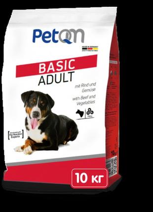 Сухой корм для собак petqm dogs basic beef & vegetables   с говядиной и овощами 10 кг