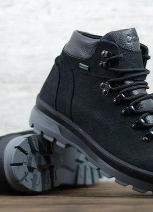 Стильні зручні теплі чоловічі чорні напівчеревики натуральна шкіра з хутром,зимові шкіряні черевики 40-45р