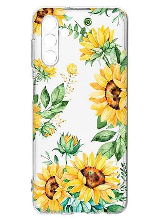 Прозрачный чехол на samsung galaxy a54 5g / a546 :: подсолнухи (принт 288)